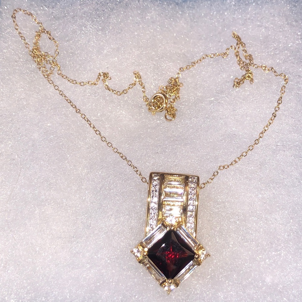 Red Ruby Gold over Sterling Silver Necklace